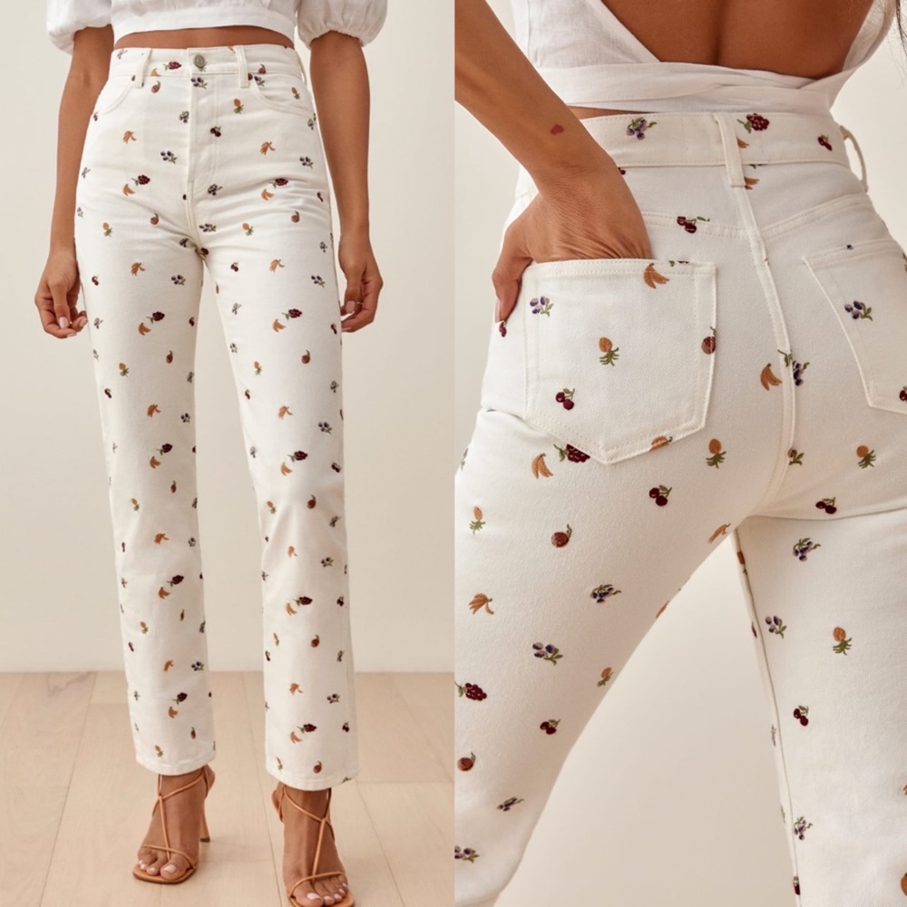 Reformation Cynthia Fruitloops High Rise Straight Jeans